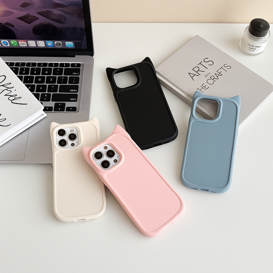 SmartLiveGlow™ Cat Ears Silicone Case – Cute & Protective Cover for iPhone 16