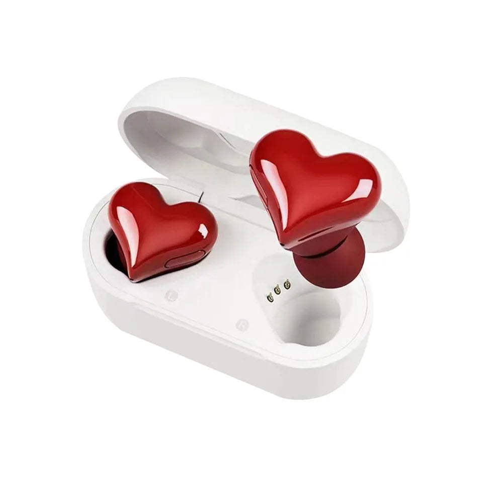 Stylish Heart Shaped Wireless Bluetooth Headphones - Premium Quality Earbuds for Women - Perfect Gift for Girls